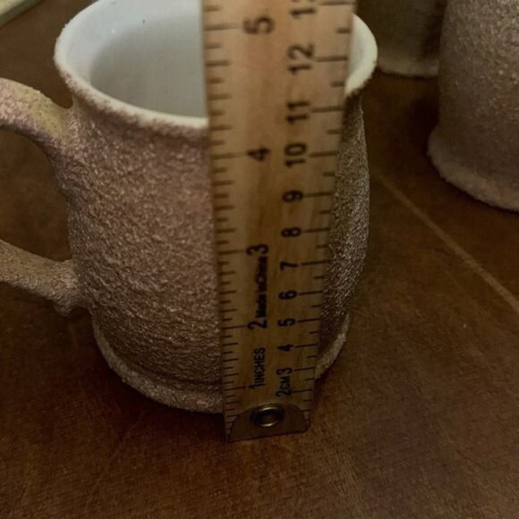 Set Of 5 Beige Textured Ceramic Coffee Mugs - Picture 14 of 14